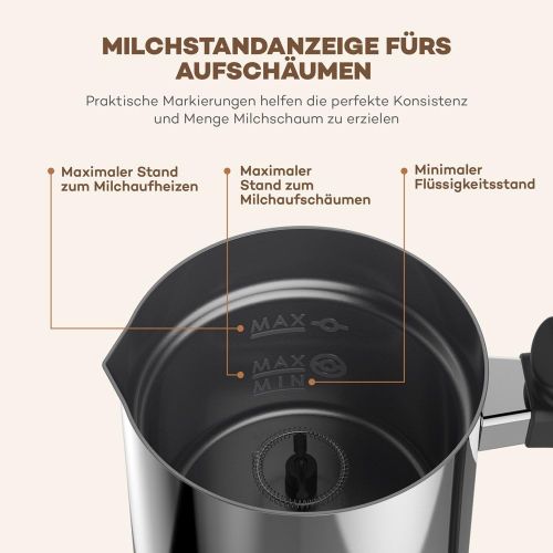  Milchaufschaumer VAVA 240ml 500W Elektrischer Fluessigkeitsaufheizer Milchschaumer mit Funktionen fuer Heisse und kalte Milch Gerauschloser Betrieb, Antihaftbeschichtung, Edelstahl