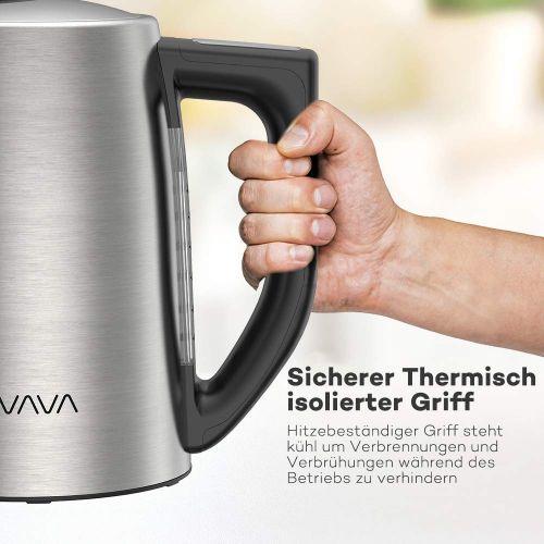  Elektrischer Wasserkocher mit Temperatureinstellung, VAVA Wasserkocher Edelstahl 1.7L fuer alle Getranke BPA-Frei Trockengehschutz Warmhaltefunktion