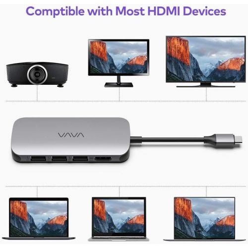  [아마존핫딜][아마존 핫딜] VAVA USB C Hub 9-in-1 Adapter with PD Power Delivery, 4K USB C to HDMI, USB 3.0 Ports, 1Gbps Ethernet Port, SD/TF Cards Reader for MacBook/Pro/Air（2018） and Type C Windows Laptops