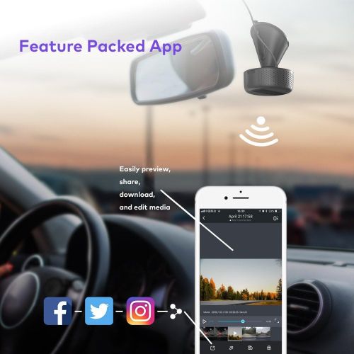  VAVA Dash Cam 2K with OV4689 CMOS Sensor, Wi-Fi Car DVR for iOS & Android On-site Instant Social Media Sharing Videos, Visible License Plate, G-Sensor