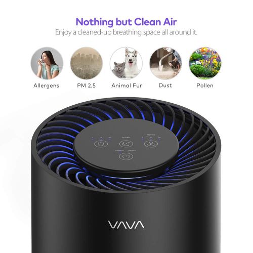  VAVA Air Purifier with 3-in-1 True HEPA Filter, Home Odor Allergies Eliminator, Portable Air Cleaner for Dust, Smoke, Pets, Mold, Air Filtration with Night Light, US-120V