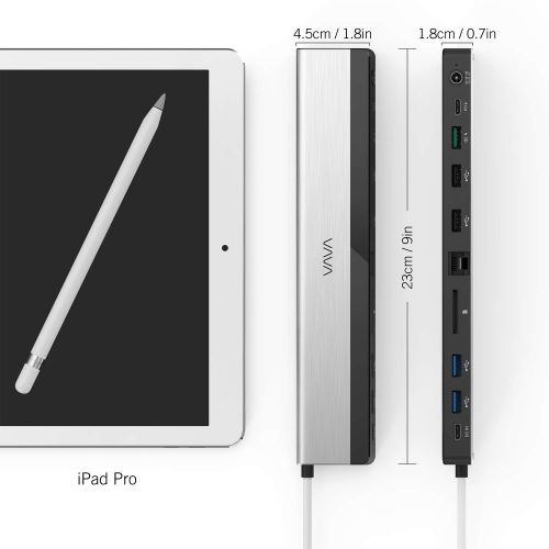  VAVA USB C Docking Station with 36W Adapter, 100W PD, Ethernet Port, SD Card Slot, 2 x USB 3.1, 2 x USB 2.0, 1 x QC 3.0 Ports, 1xPD 3.0 Port, 1x DC in Port for MacBook Pro and Type
