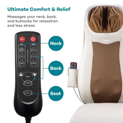  VAVA Sable Back Massage Cushion with Heat, Massage Chair Pad, Shiatsu Massagers for Neck and Back, Deep...