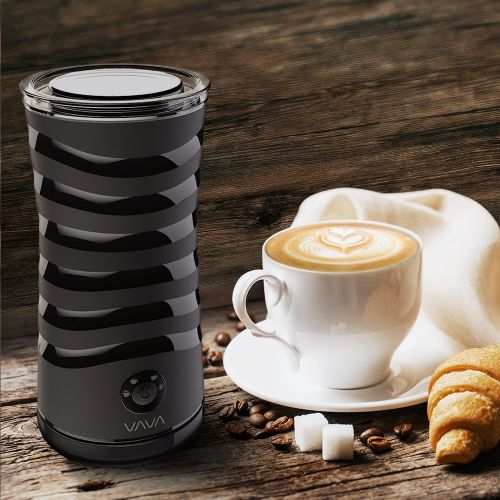  Milk Frother, VAVA Electric Milk Steamer for Hot and Cold Milk Froth with Double Wall, Strix Control, Non-Stick Interior, Silent Operation for Cappuccino Hot Chocolate, Latte, Coff