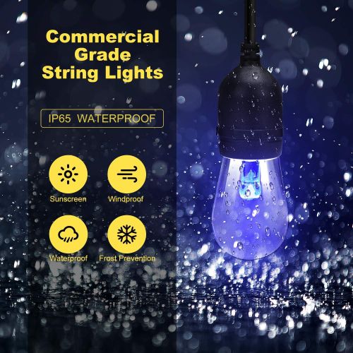  VAVOFO 48FT Warm White & Color Changing Cafe String Lights, Dimmable LED Heavy Duty Hanging Patio String Lights Outdoor Indoor, Commercial Grade, Waterproof, Wireless, UL LISTED