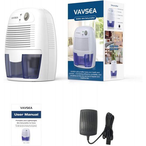  VAVSEA Electric Small Dehumidifier, Compact 500ml (17 oz) Capacity, Portable Mini Dehumidifier Quiet Use for High Humidity in Home, Bathroom, Bedroom, Kitchen, Basements, Wardrobe