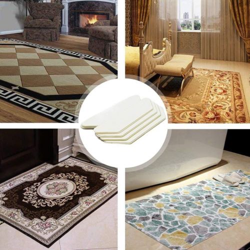  VAWcornic 16 Pcs Reusable Rug Grippers, Premium Anti Curling Rug Gripper with 3M Adhesive Band Flattens Rug Corners Instantly and Stops Rug Slipping Carpet Gripper with Reusable Gripper Tape