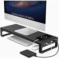 [아마존베스트]Vaydeer USB 3.0 Hub Monitor Stand Aluminium Monitor Stand Riser Supports Data Transfer and Charging, Metal Monitor Stand Support up to 32 Inches for PC, Laptop, Black, Large