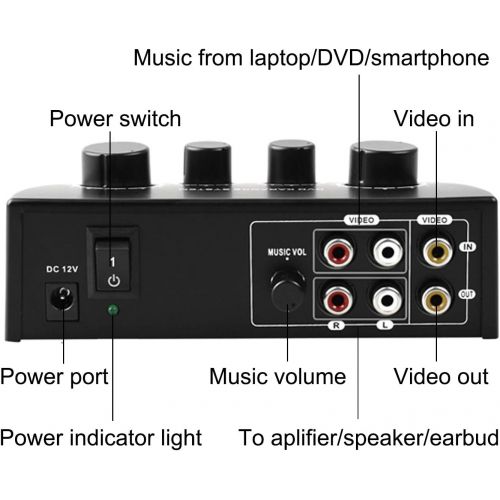  [아마존베스트]VALINKS Portable Karaoke Mixer,Professional Digital Audio Sound Karaoke Machine Echo Mixer System for Family Party Entertainment, 2 Mic Inputs for TV/PC and Amplifier