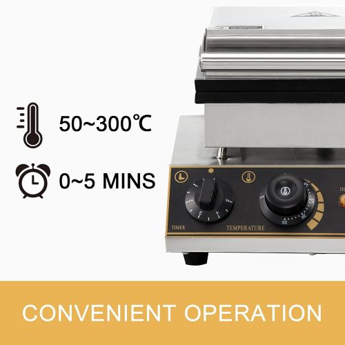  VBENLEM 110V Commercial Waffle Maker 4Pcs Nonstick 2000W Electric Waffle Machine Stainless Steel 110V Temperature and Time Control Rectangle Belgian Waffle Maker Suitable for Baker