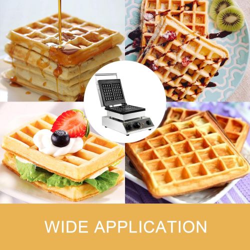  VBENLEM 110V Commercial Waffle Maker 4Pcs Nonstick 2000W Electric Waffle Machine Stainless Steel 110V Temperature and Time Control Rectangle Belgian Waffle Maker Suitable for Baker