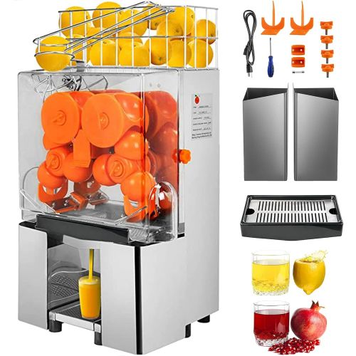  VBENLEM Commercial Juicer Machine, 110V Juice Extractor, 120W Orange Squeezer for 22-30 per Minute, Electric Orange Juice Machine w/Pull-Out Filter Box SUS 304 Tank PC Cover and 2