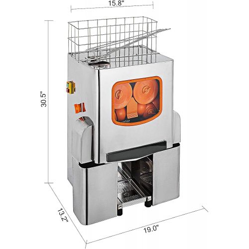  VBENLEM Commercial Juicer Machine, 110V Juice Extractor, 120W Orange Squeezer for 22-30 per Minute, Electric Orange Juice Machine with Pull-Out Filter Box SUS 304 Tank Stainless Co