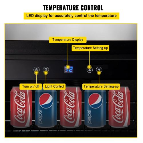  [아마존베스트]VBENLEM 24Built-in Stainless Steel Beverage Cooler 5.5 cu.ft. Soda & Beer Small Reversible Door Refrigerator 142 Can Fridge for Home Bar Office Commercial Indoor Use (150L,Black &