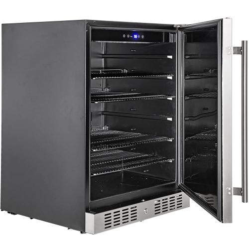  [아마존베스트]VBENLEM 24Built-in Stainless Steel Beverage Cooler 5.5 cu.ft. Soda & Beer Small Reversible Door Refrigerator 142 Can Fridge for Home Bar Office Commercial Indoor Use (150L,Black &