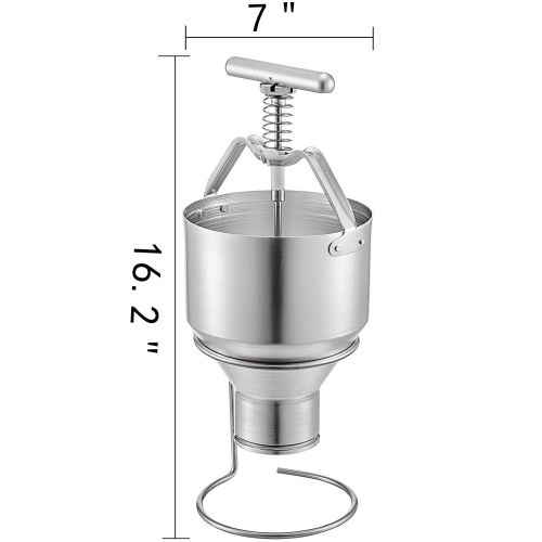  [아마존베스트]VBENLEM Manual Donut Depositor 5L, Dropper Plunger Dough, 6 Adjustable Thicknesses Batter Dispenser Hopper with stand, Food-Grade Aluminum, for Home & Commercial Use