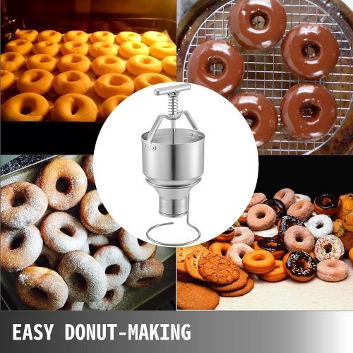  [아마존베스트]VBENLEM Manual Donut Depositor 5L, Dropper Plunger Dough, 6 Adjustable Thicknesses Batter Dispenser Hopper with stand, Food-Grade Aluminum, for Home & Commercial Use