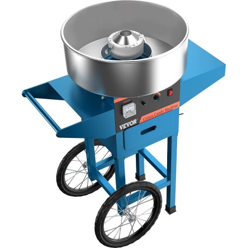  [아마존베스트]VBENLEM 20.5 Inch Commercial Cotton Candy Machine with Cart Blue Stainless Steel Electric Candy Floss Maker with Cart Perfect for Various Parties