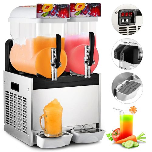  [아마존베스트]VBENLEM 110V Commercial Slushy Machine 30L Double Tank 400W Stainless Steel Margarita Frozen Drink With Powerful Compressor Efficient Cooling Perfect for Supermarkets Cafes Restaur