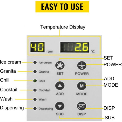  [아마존베스트]VBENLEM 6L 110V 2 in 1 Commercial Slushy Machine 6L Temperature-10℃ to 12℃ Soft Ice Cream Maker 650W LED Display Automatic Clean Preservation Function, 6L, Black