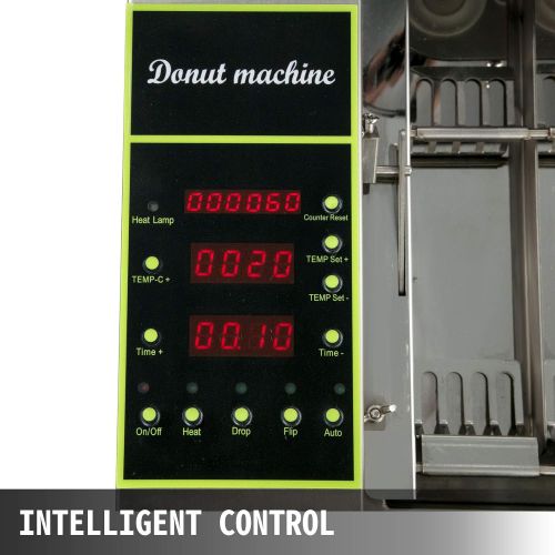  VBENLEM 110V Commercial Automatic Donut Making Machine, 4 Rows Auto Doughnut Maker with 5.5L Hopper, Adjustable Thickness Fryer, Intelligent Control Panel, 304 Stainless Steel, Sil