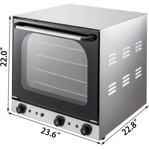  VBENLEM 110V Commercial Convection Oven 60L/2.12 Cu.ft Capacity 4500W Electric Toaster Oven 50-350℃ Multifunction Oven 4-Tier with Spray Function Perfect for Roasting Baking Drying