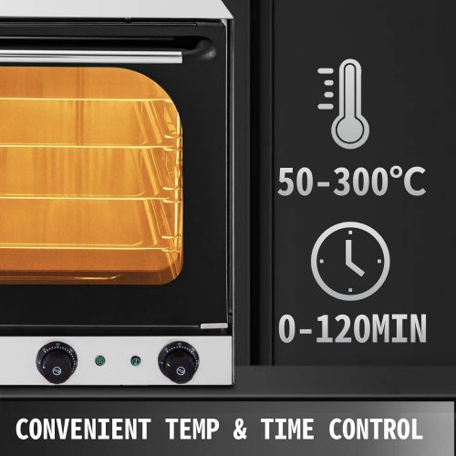  VBENLEM 110V Commercial Convection Oven 60L/2.12 Cu.ft Capacity 4500W Electric Toaster Oven 50-350℃ Multifunction Oven 4-Tier with Spray Function Perfect for Roasting Baking Drying