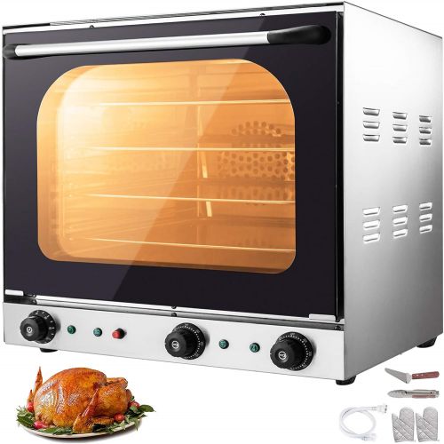  VBENLEM 110V Commercial Convection Oven 60L/2.12 Cu.ft Capacity 4500W Electric Toaster Oven 50-350℃ Multifunction Oven 4-Tier with Spray Function Perfect for Roasting Baking Drying