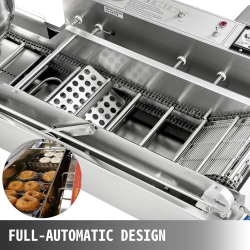  [아마존베스트]VBENLEM Commercial Automatic Donut Making Machine, 2 Rows Auto Doughnut Maker, 7L Hopper Donut Maker with 3 Sizes Molds, 110V Doughnut Fryer, 304 Stainless Steel Auto Donuts