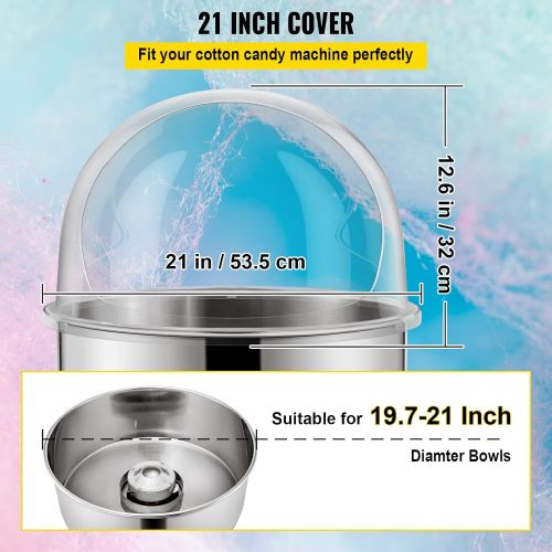  [아마존베스트]VBENLEM 20.5 Commercial Cotton Candy Machine Bubble Shield Clear Plastic Cotton Candy Cover for Candy Floss Machine