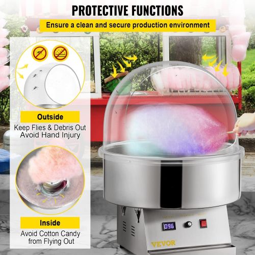  [아마존베스트]VBENLEM 20.5 Commercial Cotton Candy Machine Bubble Shield Clear Plastic Cotton Candy Cover for Candy Floss Machine
