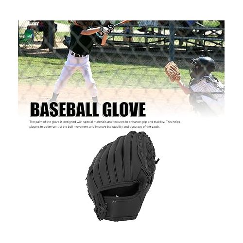  Sports Baseball Glove, Ergonomic PU Leather Baseball Mitts Soft Professional Baseball Fielding Glove Softball Mitts for Youth Adult