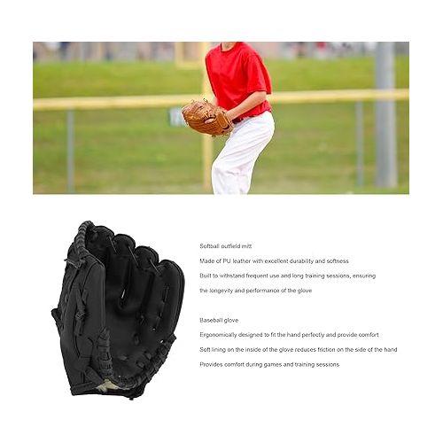  Sports Baseball Glove, Ergonomic PU Leather Baseball Mitts Soft Professional Baseball Fielding Glove Softball Mitts for Youth Adult