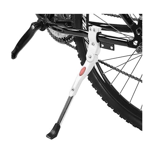  Adjustable Bike Kickstand Aluminum Alloy Cycling Bicycle Kick Stand Rear Side NonSlip Stand Fits for 16 20 24 26 Mountain Bike/Road Bike/Folding Bikes (White)(White) raleigh scout kickstand