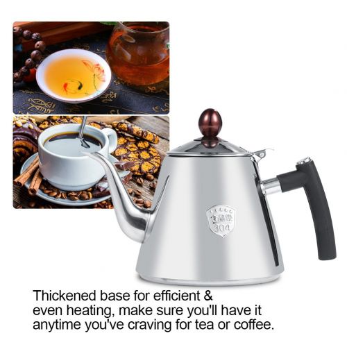  VBESTLIFE Edelstahl Herd Teekanne Kaffeekanne Wasserkocher hitzebestaendigem Silikon Griff,1.2L (Matt)