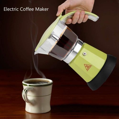  VBESTLIFE Espresso Kaffeemaschine,300 ml / 6 Tassen Elektrische Espressomaschine,Moka Topf Abnehmbare Kueche Kocher Kaffeemaschine,480 Watt(Gruen)