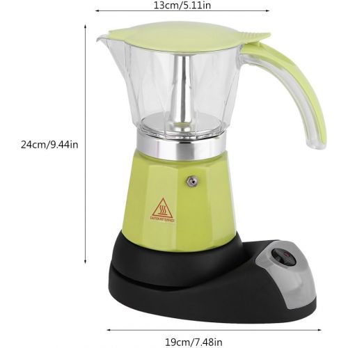  VBESTLIFE Espresso Kaffeemaschine,300 ml / 6 Tassen Elektrische Espressomaschine,Moka Topf Abnehmbare Kueche Kocher Kaffeemaschine,480 Watt(Gruen)