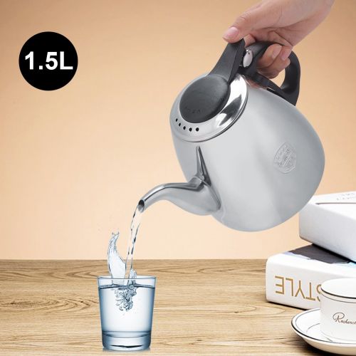  VBESTLIFE Edelstahl Teekanne Kaffeekanne mit Wasserkocher Hitzebestaendige Griff fuer Tee oder Kaffee,1.2L / 1.5L (1.5L)