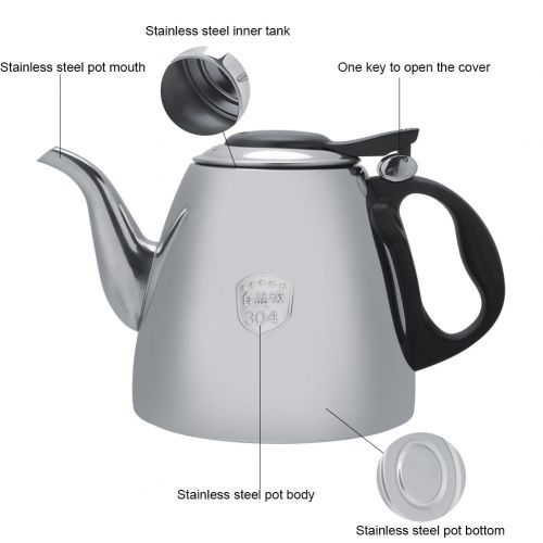  VBESTLIFE Edelstahl Teekanne Kaffeekanne mit Wasserkocher Hitzebestaendige Griff fuer Tee oder Kaffee,1.2L / 1.5L (1.5L)
