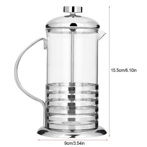  VBESTLIFE Kaffeekanne French Press,Edelstahl Glas Franzoesisch Presse Kaffeetasse Topfkolben Tee Maker,600 ml / 800 ml (600 ml)