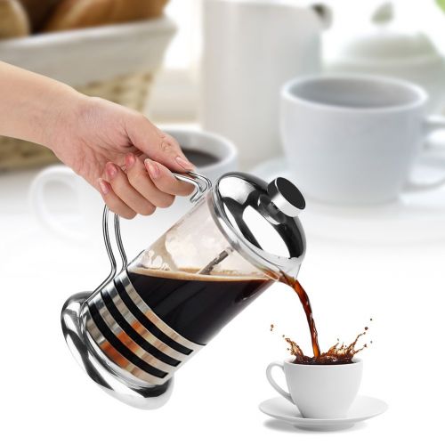  VBESTLIFE Kaffeekanne French Press,Edelstahl Glas Franzoesisch Presse Kaffeetasse Topfkolben Tee Maker,600 ml / 800 ml (600 ml)