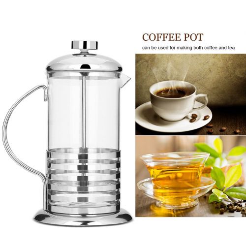  VBESTLIFE Kaffeekanne French Press,Edelstahl Glas Franzoesisch Presse Kaffeetasse Topfkolben Tee Maker,600 ml / 800 ml (600 ml)