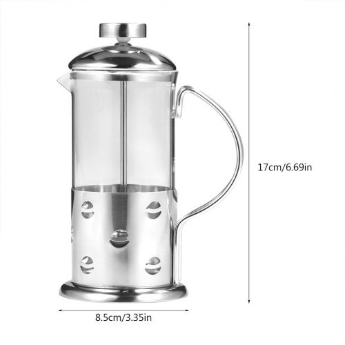  VBESTLIFE Kaffeeflasche,350/600/800 ml Edelstahl Glas Franzoesisch Presse Kaffeetasse Tee Maker Kaffeebereiter Filter,geeignet fuer Kaffee, Tee, Espresso usw.(350 ML)