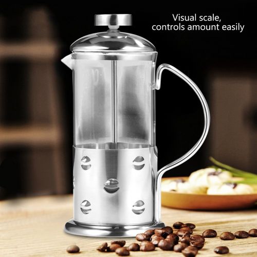  VBESTLIFE Kaffeeflasche,350/600/800 ml Edelstahl Glas Franzoesisch Presse Kaffeetasse Tee Maker Kaffeebereiter Filter,geeignet fuer Kaffee, Tee, Espresso usw.(350 ML)