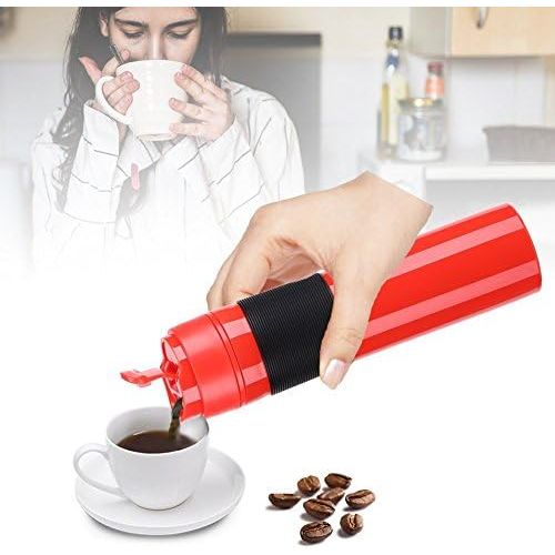  VBESTLIFE 350 ml Tragbare Kaffee Presse Flasche,Tee Kaffeemaschine Trinkwasser Tasse fuer Reisen, Urlaub, Buero usw.(Rot)