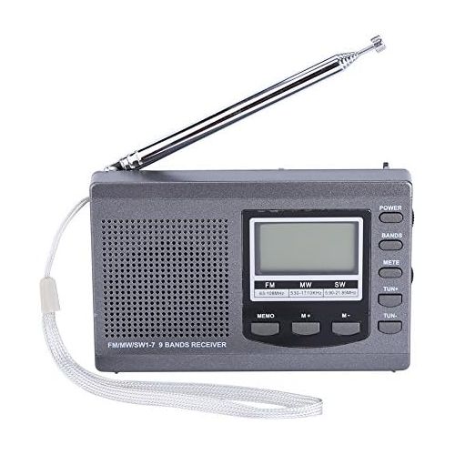  [아마존베스트]-Service-Informationen Vbestlife Mini Portable Radio, FM/MW/SW Receiver with Digital Alarm Clock FM Radio Receiver, grey