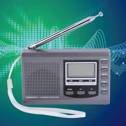  [아마존베스트]-Service-Informationen Vbestlife Mini Portable Radio, FM/MW/SW Receiver with Digital Alarm Clock FM Radio Receiver, grey