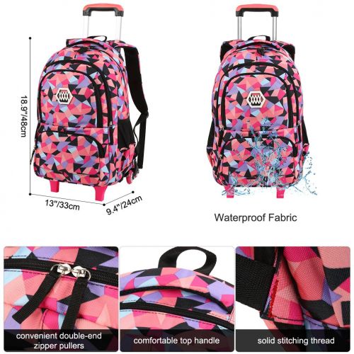  VBG VBIGER Girls Rolling Backpack Wheeled Backpack Trolley School Bag Travel Luggage