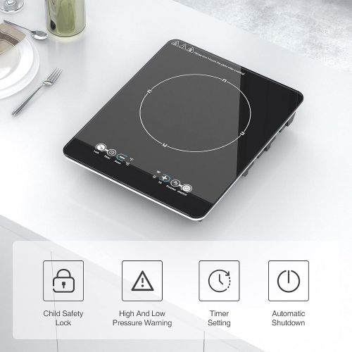  VBGK Portable Induction Cooktop, 2200W Induction Burner Electric Countertop Burner with LED Touch Screen, 9 Temperature Power Setting Induction Cooker Stove with Kids Safety Lock a
