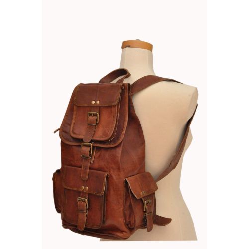  VC VINTAGE COUTURE HLC 20 Genuine Leather Retro Rucksack Backpack Brown Leather Bag Travel Backpack for Men Women